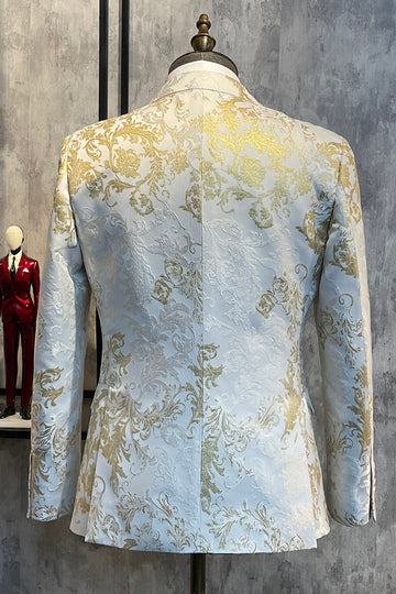 Champagne Peak Revers Pailletter Mænds Prom Blazer